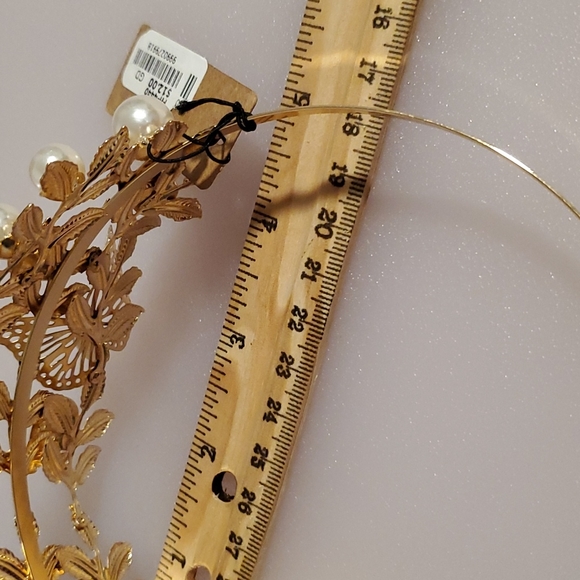 Goldtone Rhinestones faux pearls roses and butterflies headband NWT wedding prom - Picture 5 of 9